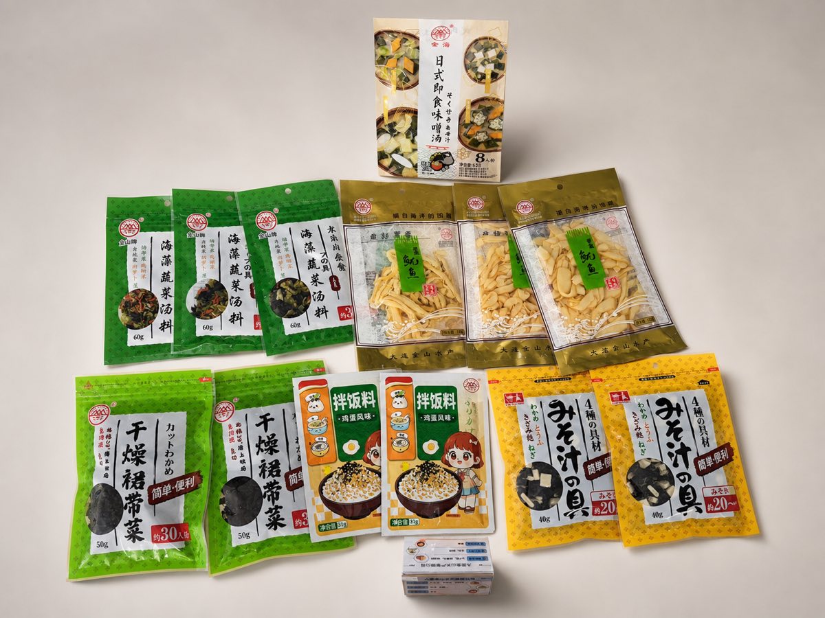 水产品、味增汤、拌饭料产品图